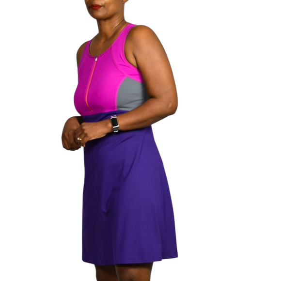 Title Nine Athletic Dress Purple Colorblock Active Sporty Casual Fit Flare Small - Picture 13 of 16